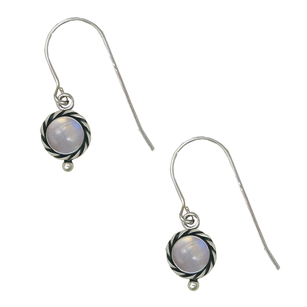 Sterling Silver Rainbow Moonstone Gemstone Drop Dangle Earrings